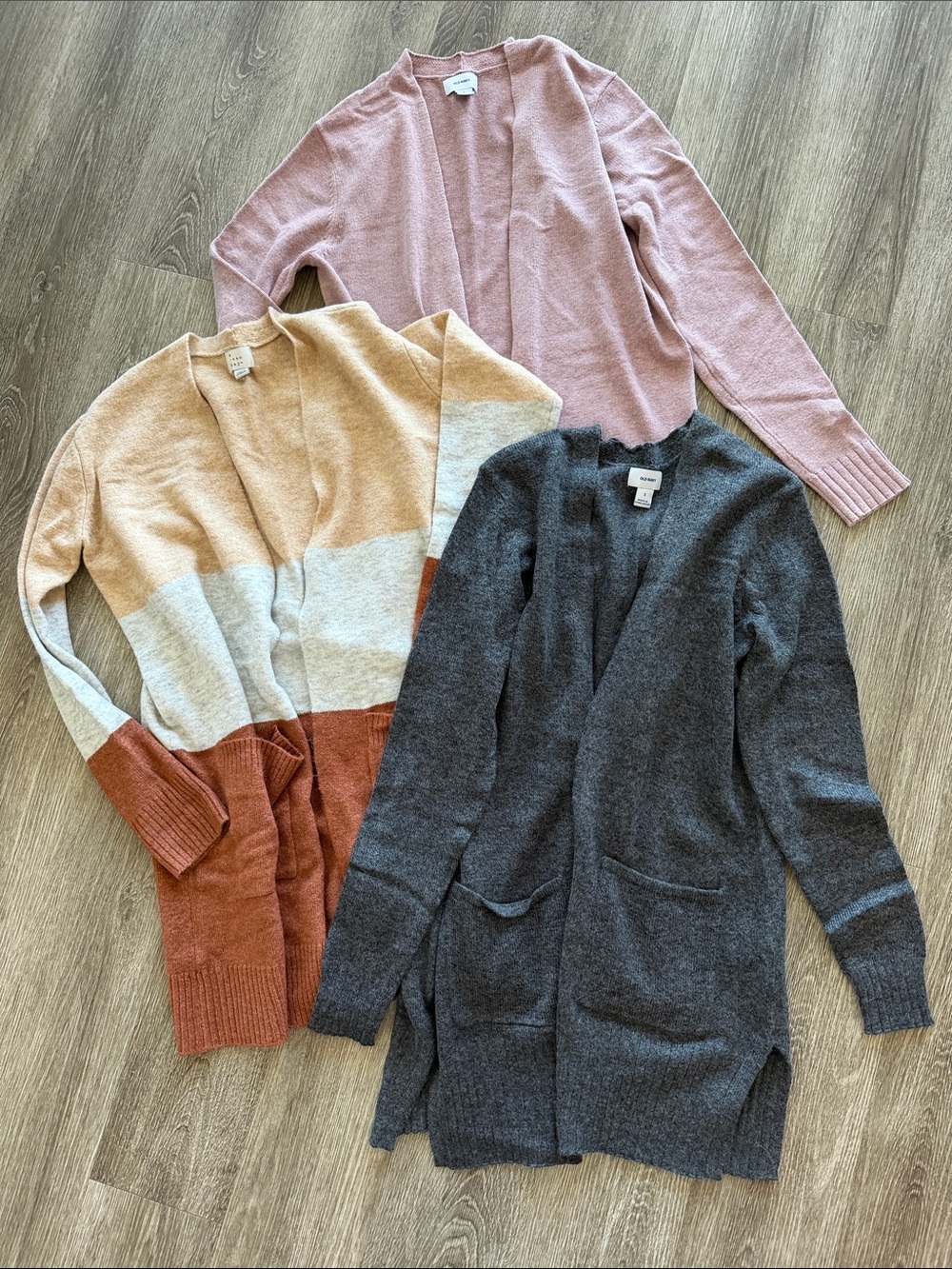 Cardigan sweater bundle XS S open front longline gray pink beige NEW NWOT